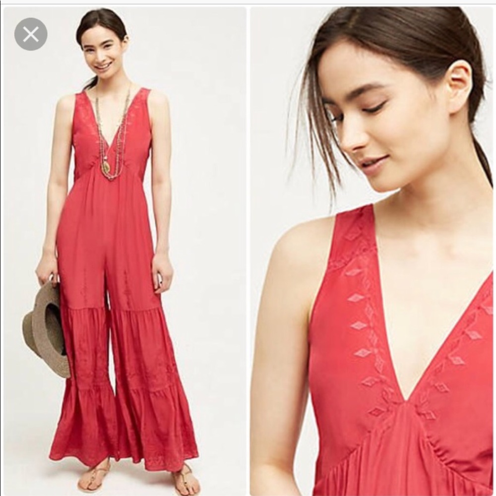Elevenses jumpsuit embroidered silk- Anthropologie